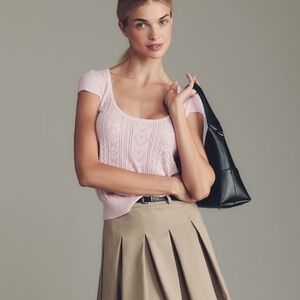 NWT Anthropologie Maeve Cotton Cashmere Pointelle Sweater Tee Size XL